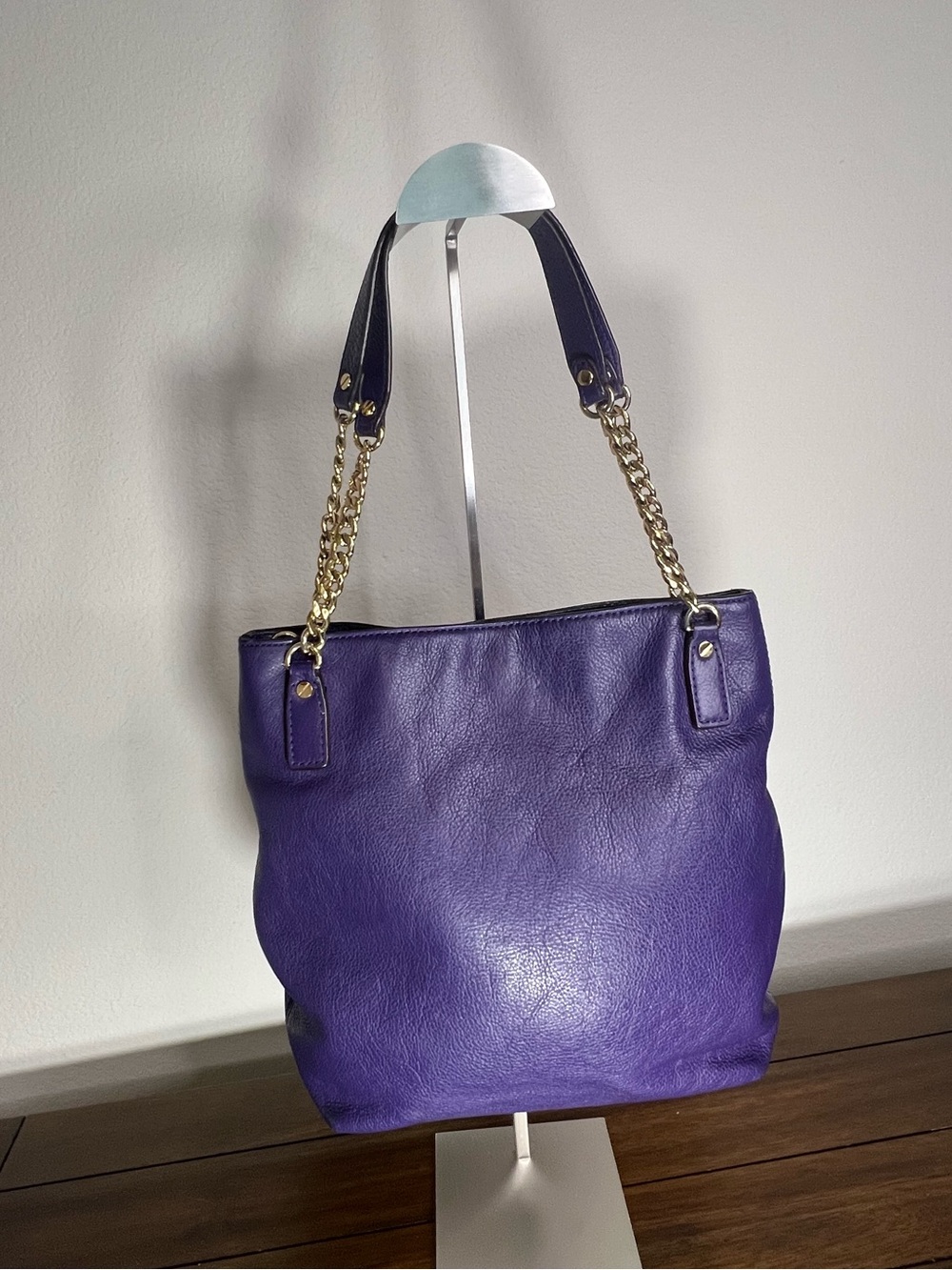 Michael Kors convertible Purple pebbled Leather Bag